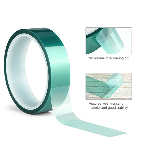3-Pack Green Polyester Hi-Temp Masking Tape Multi-Sized Value Bundle;1/2 inches,1 inches & 2 inches PET Tape with Silicone Adhesive,Ideal for Painting,Powder Coating,Anodizing,Circuit Boards - size: 3 Roll X 1/2 inches+1 inches+2 inches
