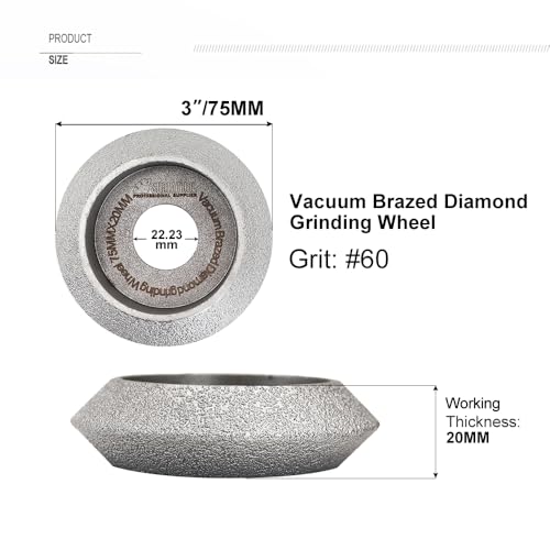 SHDIATOOL Diamond Hand Profile Wheel Height 20mm Convex Curve Edge Grinding Disc Grooving for Stone Marble Granite Rock 3 - inch - size: 20mm Height v shape