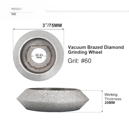 SHDIATOOL Diamond Hand Profile Wheel Height 20mm Convex Curve Edge Grinding Disc Grooving for Stone Marble Granite Rock 3 - inch - size: 20mm Height v shape