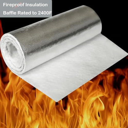 Fiberglass Blanket, Fireproof Insulation Baffle Rated to 2400F,Insulation Blanket for Wood Stove Baffle, Fireplace, Pellet Stove, Chimney, Furnace, Boiler, Pizza Ovens and Forge（39.4x39.4x0.15inch）