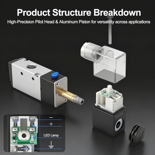 BAOMAIN 12V DC 3/2 Pneumatic Solenoid Valve 4 Station 3V210-08 Manifold Kit - size: 4-Station Valve Kit