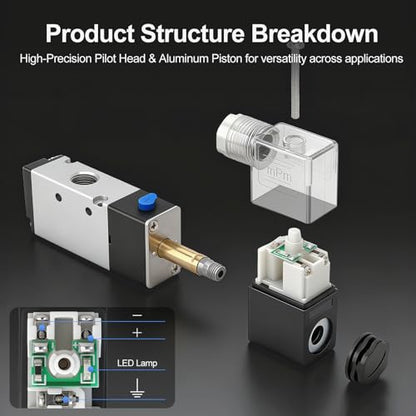BAOMAIN 12V DC 3/2 Pneumatic Solenoid Valve 4 Station 3V210-08 Manifold Kit - size: 4-Station Valve Kit