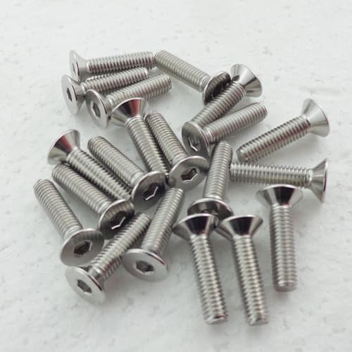 M6 x 25mm(20PCS) Flat Head Socket Cap Screws,(304 Stainless Steel) - size: 20PCS M6-1.0 x 25mm