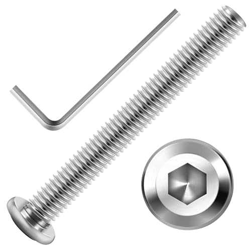 Mywish M8 x 65mm 30Pcs Silver Flat Head Hex Socket Cap Screws Bolts, 304 Stainless Steel Furniture Bolts Full Thread & Hex Spanner - color: Silver-M8, size: 65mm