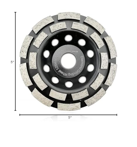 SHDIATOOL 5-Inch Double Row Diamond Grinding Cup Wheel for Concrete - size: 5 Inch, style: Double Rows