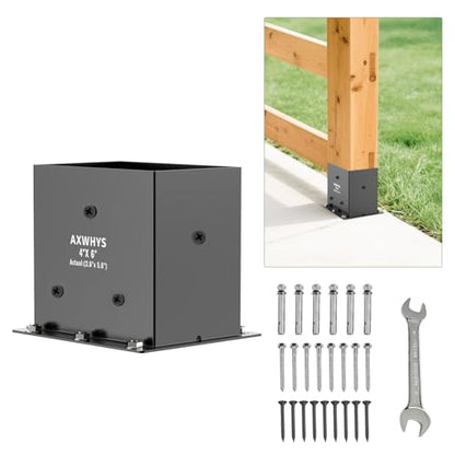 2 Pcs 4"x 6" Post Base Brackets(Acturl Fit 3.6"x5.6") Post - size: 4"x 6", style: 2 Pcs