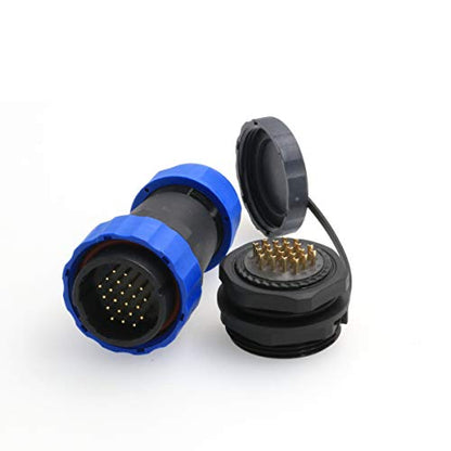 HE29 22 pin 28mm Panel Mount Waterproof Circular Aviation Connector IP68 Plastic Electrical Plug and Socket(22 pin) - size: 22 pin