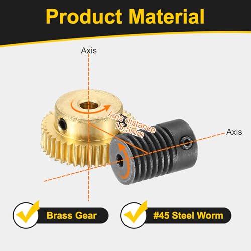 uxcell Worm Gear Set Right Rotation 40T 0.5 Module 1:40 Reduction Rate - size: Gear-4mm, Rod-3mm Bore, style: 0.5M-40T
