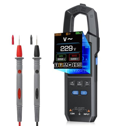 FNRSI DMC-100 Digital Clamp Meter Multimeter 10000 Counts for AC/DC Current/Voltage/Diode/Resistance/Capacitor/Continuity/Temperature/Frequency/Zero Live Wire/NCV Test with Flashlight Blacklight