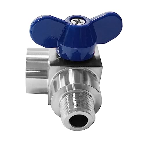 Beduan 1/4 NPT Ball Valve Male to Female 304 SS 90 Degree Elbow Shut Off - size: 1/4 NPT