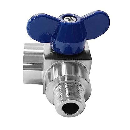 Beduan 1/4 NPT Ball Valve Male to Female 304 SS 90 Degree Elbow Shut Off - size: 1/4 NPT