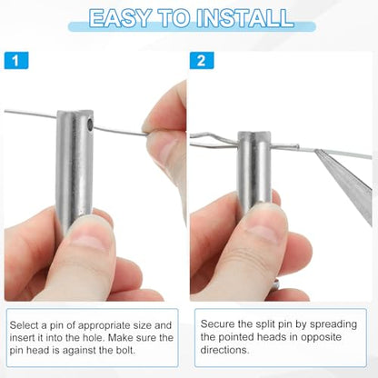 PATIKIL 8 x 80 mm Single Hole Clevis Pins, 4 Pcs 304 Stainless Steel Flat Head Pin for Hitch Pin Lock Link Hinge Systems, Silver - size: 8 x 80 x 74.3 mm