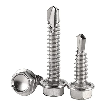 1/4" x 2-3/4" Hex Washer Head Self Drilling Screws, 410 Stainless, 500 Pack - size: 1/4" x 2-3/4", style: Large Box