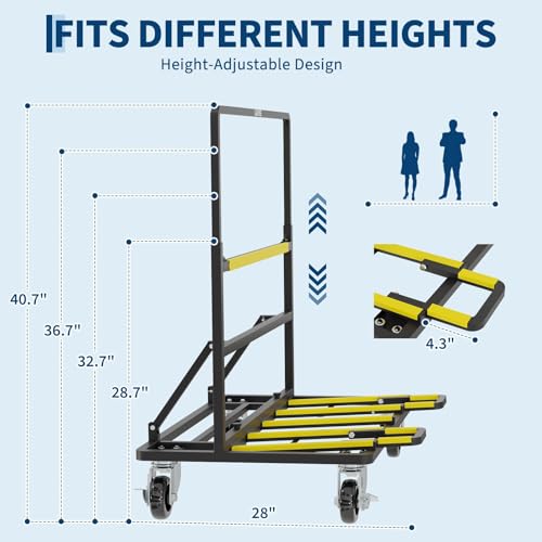 Heavy-Duty Panel Dolly Cart – 1800 lbs Capacity Material Handling Flatbed – Collapsible Platform Truck with Expandable Deck, Swivel Casters & Tie-Down Strap – Black