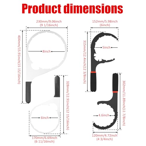 4 Pcs Fuel Filter Wrench Set 4.6 Inch, 5 Inch, 6 Inch, 8 Inch