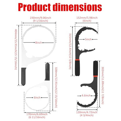 4 Pcs Fuel Filter Wrench Set 4.6 Inch, 5 Inch, 6 Inch, 8 Inch