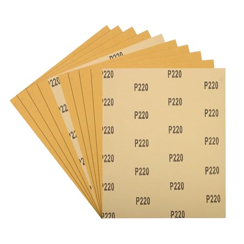 10Pcs Sand Paper 9x11Inch 220Grit Aluminum Oxide Sandpaper Sheets - size: 9 x 11 Inch x 220 Grits