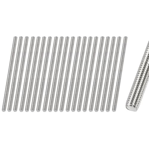 Fully Threaded Rod M10 x 50mm 1.5mm Thread Pitch, 20 Pack 304 Stainless Steel Right Hand Threaded Rods Bar Studs for Furniture Machinery Assembly - size: M10 x 50mm