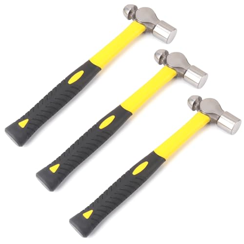 3 Pack 24 ounce Ball Pain Hammer, metal Ball Peen Hammer with soft anti slip handles, perfect for maintenance, use, camping - size: 3 Pack 24 oz