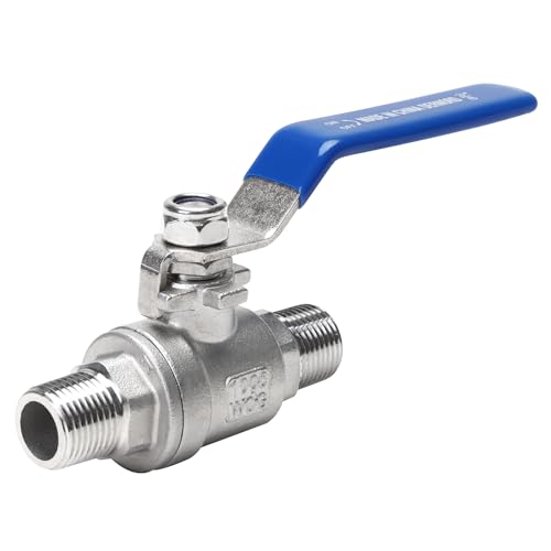 DERNORD Full Port Ball Valve 3/8 Inch - Male x Male Stainless Steel 304 Heavy Duty for Water, Oil, and Gas,1000WOG (3/8 Inch NPT) - size: 3/8 Inch NPT