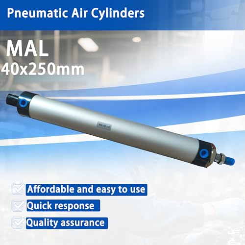 CG WEITENG Pneumatic Mini Pneumatic Cylinder MAL Single Rod Aluminum Double Acting Pneumatic Cylinder 40mm Bore 250mm Stroke(MAL40x250) - color: MAL-40 mm, size: 250 mm