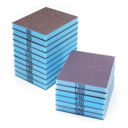 16Pcs 4.7"x3.9" Sanding Sponge Washable Sanding Blocks - size: 60#-320#