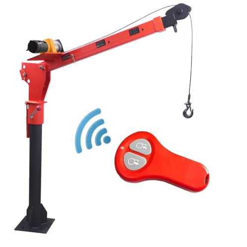 Pismire 1100lb Folding Truck-Mounted Jib Crane - 3500lb 12V Electric Winch Combo, 360° Swivel, Dual Remotes (Infrared/Wired), Painted Steel，Orange - size: 1100 with 3500 winch RC