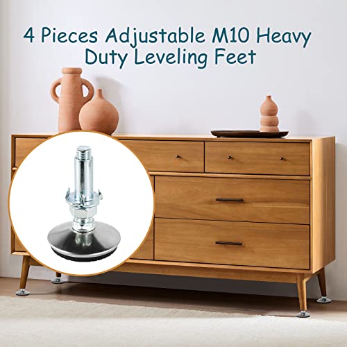 M10 Leveling Feet with 2" Thread Length - Silver, 4 Set - color: Silver, size: M10 x 50mm