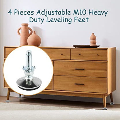 M10 Leveling Feet with 2" Thread Length - Silver, 4 Set - color: Silver, size: M10 x 50mm