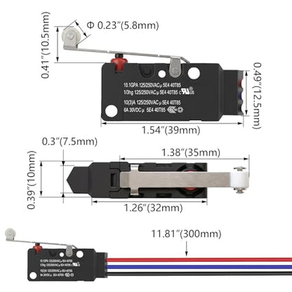 Heavy Duty IP67 Waterproof Micro Switch, UL Recognized Component - size: WS2-Roller Lever