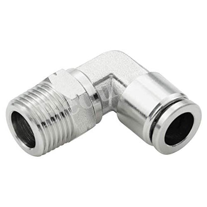 Beduan Push to Connect Fitting Elbow, 1/4" Tube OD x 1/4" NPT Male 90 Degree Elbow Adapter 304 Stainless Steel Air Union Fitting - size: 1/4"Tube OD-1/4"NPT, style: 1Pc