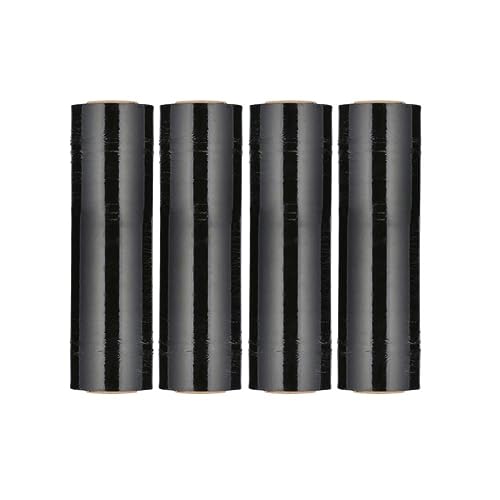PSBM Dark Black Stretch Wrap, 192 Rolls 18 Inch x 1000 Feet 100 Gauge, Heavy Duty Plastic Wrap Industrial Strength Shrink Film for Moving, Packing & Shipping - color: Black, size: 192 Rolls