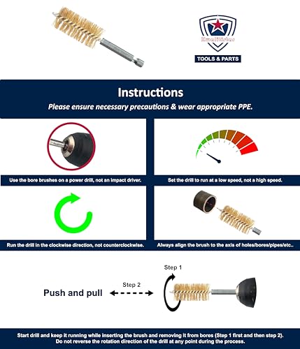 8-Size Bore Brush Set, Brass / Copper Wire Brush for Power Drill, Drill Brush Set, Metal Brush, Cleaning Brush, 1(1/8), 1.0, 7/8, 3/4, 5/8, 1/2, 3/8, 1/4 - inch Diameter, with 1/4-in Hex Shank - style: 1Set x 8Size (Brass)