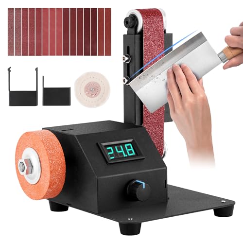 Mini Electric Belt Sander Variable Speed Desktop Grinder for Edge Finishing