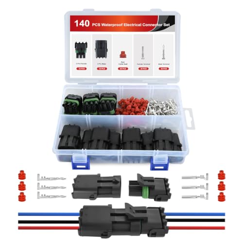 Nilight 140PCS 10 Kits 3 Pin Waterproof Automotive Electrical Connector Kit - size: 3Pin Spark Plug Connector 140PCS