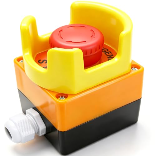 mxuteuk Anti-Misoperation Emergency Stop Push Button Switch Station Box Red Mushroom 1NC 1NO AC 660V 10A + Protective Cover LA36-11ZS-BOX-DYB - color: Red/LA36-11ZS-Protective Cover -BOX, size: 1NC 1NO