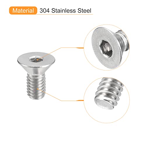 uxcell #10-32x3/8 Flat Countersunk Head Socket Cap Screws, 50Pcs 304 Stainless Steel Hex Socket Flat Head Screws, Full Thread, Countersunk Bolts - size: #10-32x3/8"