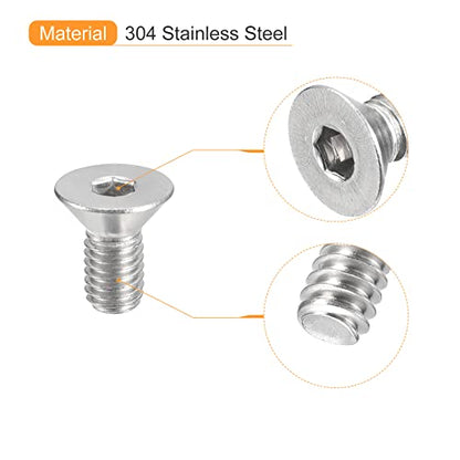 uxcell #10-32x3/8 Flat Countersunk Head Socket Cap Screws, 50Pcs 304 Stainless Steel Hex Socket Flat Head Screws, Full Thread, Countersunk Bolts - size: #10-32x3/8"