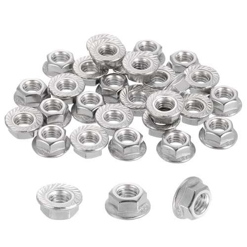 MECCANIXITY 50 Pcs M6x1mm Serrated Flange Hex Lock Nuts, 304 Stainless Steel Hexagon Flange Metric Locknuts Fasteners, Bright Finish for Furniture, Machine, DIY - size: M6x1