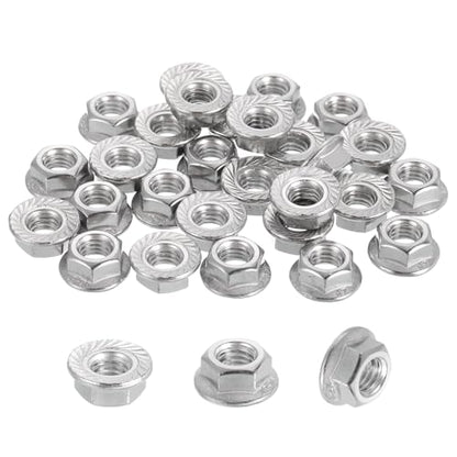 MECCANIXITY 50 Pcs M6x1mm Serrated Flange Hex Lock Nuts, 304 Stainless Steel Hexagon Flange Metric Locknuts Fasteners, Bright Finish for Furniture, Machine, DIY - size: M6x1