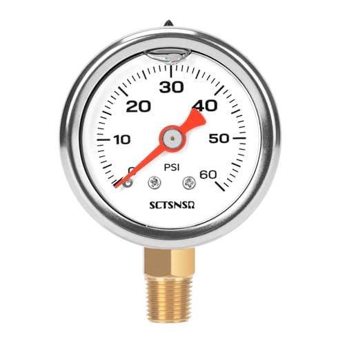 0-60 Psi Fuel Pressure Gauge, 1/8" NPT Lower Mount - size: 0-60 Psi, style: Lower Mount