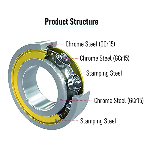 633ZZ 10 PCS Deep Groove Ball Bearing 3×13×5mm Double Metal Shielded Ball Bearing Chrome Steel P0 Z2 Bearing for Industrial Machine,Power Tools and Mechanical Equipment - size: 633ZZ Size 3×13×5mm