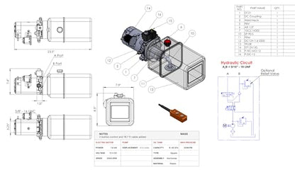 Hydraulic Pump for Dump Trailer 12 Volt DC Double Acting - Solenoid Hydraulic Power Unit 10 Quart Plastic Tank - Dump Trailer Electric Hydraulic Power Pack - size: 10 Quarts