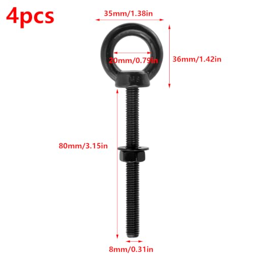 Antrader Eye Bolt,M8 x 80mm(5/16" x 3-1/7") Long Mechanical Eye Bolts - size: 5/16" x 3-1/7"-(M8 x 80mm)