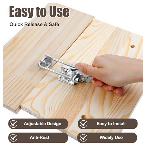 Heavy Duty Toggle Clamp Capacity 2000lbs, 304 Stainless Steel Adjustable U Bolt Self-Lock Latch for Tire Carrier, 90 Degree Lock for Cam Sliding Door
