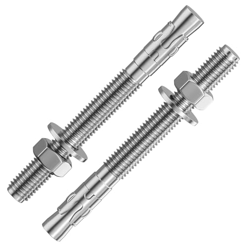 Wensilon 30Pcs 1/2x5-1/2 Inch Standard Fasteners for Heavy-Duty 304 Stainless Steel Wedge Anchors for Cement and Concrete - size: 1/2x5-1/2"