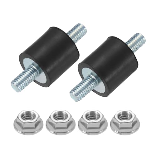 uxcell 2Pcs M5 x 10mm Rubber Mounts, 15 x 15mm Cylindrical Anti Vibration Isolator Studs Shock Absorber Double Studs with Nuts for Car Bobbin Generator Air Compressors - size: M5 x 10mm, 15 x 15mm