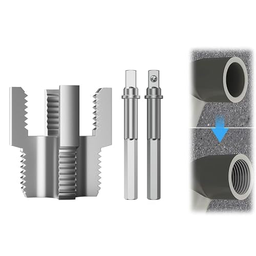 HUHAO Integrated Internal & External Pipe Threading Tool with 1/2'' & 3/4'' Dies, Electric Drill Compatible 2 in 1 Pvc Pipe Threader Kit, Dual-Function Pipe Thread Cutting Tool,3/4" - size: 1pc(3/4")