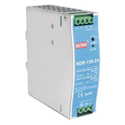 CNCTOPBAOS NDR 150W 24V DC 5.2A Industrial DIN Rail Switching Power Supply - style: NDR-150-24