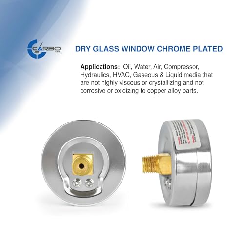 2-1/2" Pressure Gauge, Chrome Plated Steel Case, Dry, 0-2000 psi/kPa, Back Mount 1/4" NPT - style: 0-2000 psi